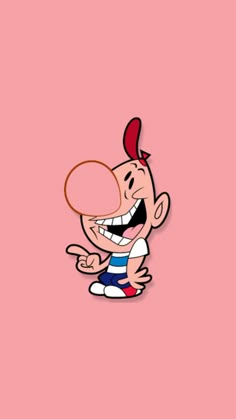 a cartoon character is smiling and holding a frisbee in one hand, while the other