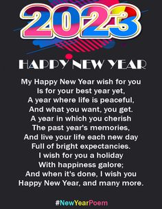 a happy new year card with the words happy new year on it and an image of a