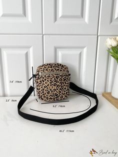 BirdinBag - Compact Leopard Print Crossbody Bag Casual On-the-go Shoulder Box Bag, Casual Shoulder Box Bag With Zipper Closure, Casual Shoulder Box Bag With Zipper, Casual Rectangular Pouch With Zipper Closure, Casual Tote Pouch With Adjustable Strap, Casual Crossbody Box Bag For On-the-go, Trendy Pouch Bag With Adjustable Strap, Casual Pouch Box Bag With Adjustable Strap, Casual Box Bag With Adjustable Strap In Pouch Shape