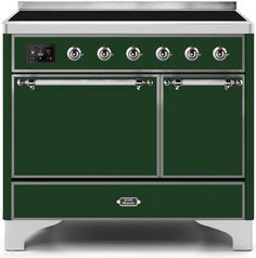 ILVE 40 Majestic II induction Range with 6 Elements - Dual Oven - TFT Control Display in Emerald Green (UMDI10QNS3EGC) - Ranges - ILVE - Home Outlet Direct Ilve Range, Freestanding Range, Kitchen Centerpiece, Freestanding Cooker, Induction Range, Heavy Duty Hinges, Dual Fuel Ranges, Iron Grate, Green Chrome