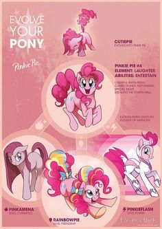 the pinkie pie poster is shown in three different positions, including one for each pony