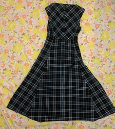 Green and Blue Plaid Dress Green, navy blue, white, and yellow plaid dress Measures: 16" pit to pit 45" length mid shoulder down 27" waist (B3) Esther Coleman, Yellow Plaid Dress, Blue Plaid Dress, Grey Plaid, Yellow Plaid, Plaid Dress, Green And Blue, Cheongsam, Dress Clothes For Women