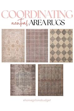 the book cover for coordinating neutral area rugs