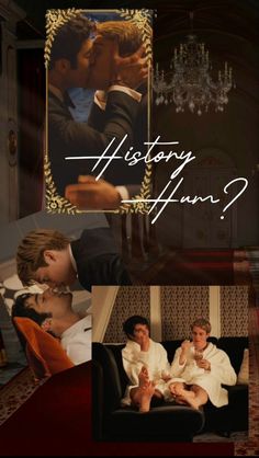 the movie poster for history has been altered to include two people kissing and one woman sitting on