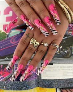 2010 Nails, Xl Nails, 90s Nails, Nail Tek, Hippie Nails, Drip Nails, Cute Acrylic Nail Designs, Y2k Nails, Animal Nails