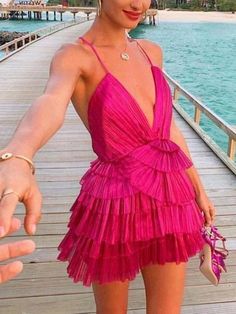 Hot Pink Homecoming Dress, Party Dress Mini, Dresses Hoco, Hoco Dresses Long Sleeve, Dress Wedding Party, Red Homecoming Dresses