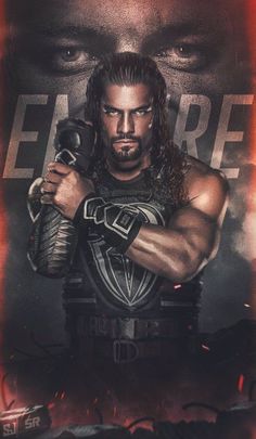 the poster for wwe's upcoming event is shown in front of a man with his arms crossed