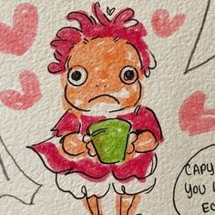 Ponyo de estudio gibli Ghibli Art, Arte Sketchbook, Cute Doodle Art, Arte Inspo, Mini Drawings, Book Art Drawings, Sketchbook Art Inspiration, Miyazaki