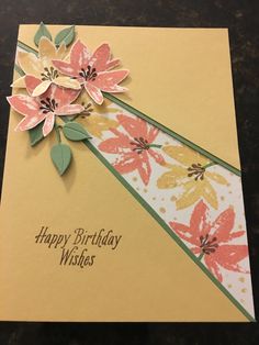 a happy birthday card with flowers on it