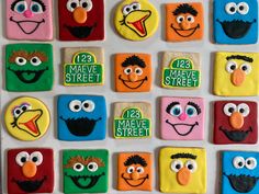 decorated cookies with sesame street characters on them