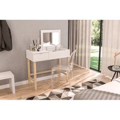 a bedroom scene with focus on the dressing table