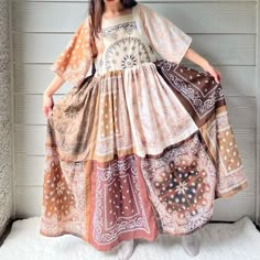 Boho Sewing, Colorful Boho Fashion, Bandana Dress, Dresses Handmade, Clothing Upcycle, Upcycled Dress, Shabby Chic Clothes, Jasmine Dress, Upcycle Clothes Diy