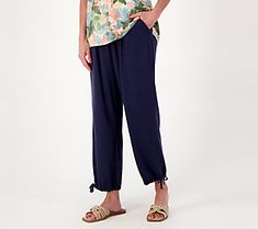 Vacay vibes for the win! These gauze cinch pants feel like a day at the beach... even if you never leave the backyard. From Denim & Co.® Fashions. Beach Knit, Vacay Vibes, By The Beach, Day At The Beach, At The Beach, New Color, The Beach, Straight Leg, Navy Blue