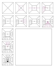 how to draw an empty room in perspective step by step with pictures on the wall