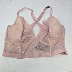 Has A Racerback Size 36d Underwire And Sheer No Lining Was Originally $39.50 But I'm Pretty Sure It Bought This In 2014 Plunge Bra, Pink Lace, Victoria's Secret Pink, Pale Pink, Secret Pink, Women's Intimates, Victoria's Secret, Bra, Lace