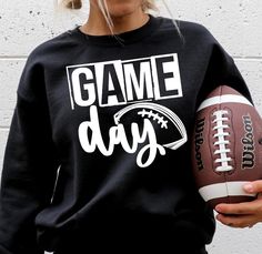 Game day sweatshirt. I can customize these sweat shirts to your school colors just message me. Game Day Team Spirit Sweatshirt With Lettering, Game Day Fan Apparel Sweatshirt With Lettering, School Spirit Sweatshirt With Team Name For Fall, Game Day Hoodie With Letter Print For Football Season, Football Season Hoodie With Letter Print For Game Day, College Team Spirit Sweatshirt With Text Print, College Football Season Letter Print Sweatshirt, Varsity Sweatshirt With Lettering For Game Day, College Sweatshirt With Letter Print For Football Season