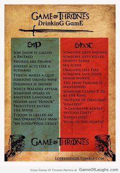 the game of thrones drinking game is shown on an old paper sheet with red and blue