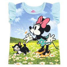 Step into a world of enchantment with the Disney Minnie Mouse Floral Outfit Set for little girls, designed to sprinkle a touch of magic into everyday adventures! This charming set includes:

- Size: 7-8
- Color: Sea
- Gender: Female
- Material: Soft, lightweight fabric for ultimate comfort
- Features: Short sleeve tee with flutter sleeves and vibrant Disney artwork featuring Minnie Mouse and Figaro amidst daisies

Perfect for playful days, this outfit boasts an easy-to-dress design that makes ge Disney Minnie Mouse Summer Tops, Summer Minnie Mouse Short Sleeve T-shirt, Cute Minnie Mouse T-shirt For Summer, Spring Minnie Mouse Cotton T-shirt, Summer Disney Cotton T-shirt, Spring Cotton T-shirt With Minnie Mouse, Minnie Mouse Short Sleeve T-shirt For Spring, Short Sleeve Minnie Mouse T-shirt For Spring, Terry Shorts Outfit