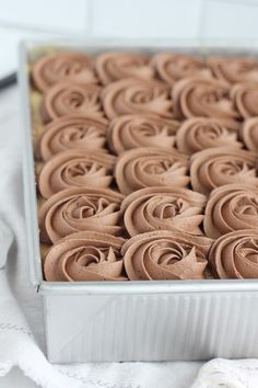 a close up of a cake in a pan on a table