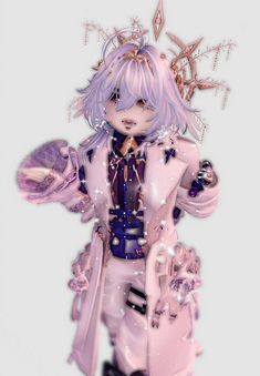 an anime character is dressed in pink and purple