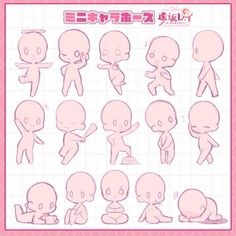 an animation character sheet with various poses and expressions