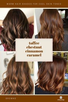 Hair Colour Shades, Brown Hair Color Shades, Warm Hair Color, Bob Blonde, Cinnamon Hair, Skin Tone Hair Color, Hair Dye Tips, Cinnamon Caramel, Hair Color Burgundy