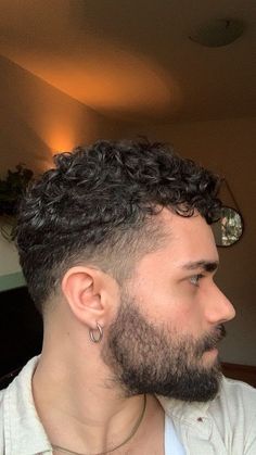 Curly Hair Men Haircut Fade With Beard, Tapered Curly Hair Men, Male Curly Hairstyles Short, Mens Curly Fade Haircut, Male Haircuts Curly Short, Short Men Curly Haircut, Mens Haircut Long On Top Curly Fade, Curly Haircut Ideas Men, Curly Haircut Men Short