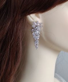 Marquise CZ Cluster Wedding Drop Earrings Wedding Drop Earrings, Drop Bridal Earrings, Bridal Earrings Drop, Wedding Earrings Drop, Cz Earrings, Plate Design, Bridal Earrings, Winter Wedding, Tiara