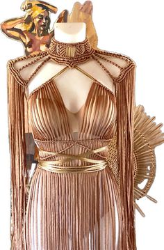 Gold Party Dress For Festivals, Gold Festival Party Dress, Fitted Gold Festival Dress, Gold Fitted Dress For Festival, Elegant Party Dresses With Macrame Detailing, Floor-length Party Dress For Festivals, Bohemian Gold Floor-length Dress, Fitted Gold Dress For Festival, Bohemian Gold Dress For Festival