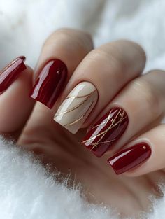 Manicure Nail Designs, Christmas Nails Easy, White Nail, Christmas Nail Designs, Elegant Nails