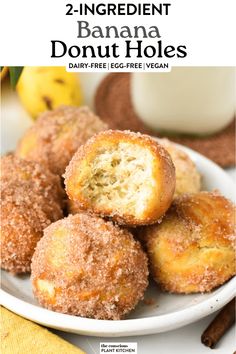 two ingredient banana donut holes on a white plate