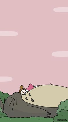 a cartoon character laying on top of a hill