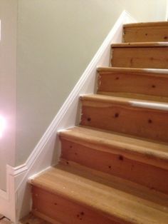 there is a light that is on the stairs