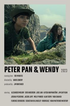 the poster for peter pan and wendy, starring as two young people in an outdoor setting