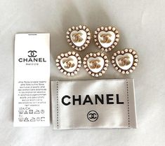 chanel brooches and earring set with box