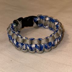 Homemade Paracord Bracelet, Size 7 1/2 In Brand New! Adjustable Blue Bracelets For Outdoor, Adjustable Blue Braided Bracelets For Outdoor, Paracord Bracelet, Paracord Bracelets, Paracord, Womens Jewelry Bracelets, Blue Gray, Blue Grey, The Social