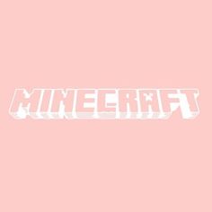 the word minecraft is written in white letters on a pink background with an image of a