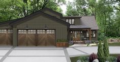 this is an artist's rendering of a house with garages on the front