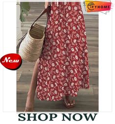 Women's Long Dress Maxi Dress Casual Dress Summer Dress Print Dress Graphic Floral Casual Modern Outdoor Daily Going Out Split Print Short Sleeve V Neck Dress Loose Fit Yellow Red Blue Spring Summer Casual Red A-line Maxi Dress, Casual Red V-neck Sundress, Red Non-stretch Maxi Dress For Spring, Red Non-stretch Casual Dress, Casual Red Non-stretch Dress, Red A-line Maxi Dress For Summer, Red A-line Maxi Dress For The Beach, Red Floral Print Non-stretch Dress, Red Knee-length Beach Dress