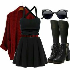 Skirt Tights, Black Crop Top, Looks Chic, Really Cute Outfits, Black Tights, Teen Fashion Outfits, Polyvore Outfits