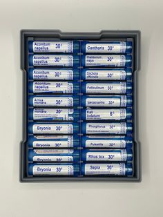 Versatile and practical, our organizer is suitable for both professional homeopaths and home users alike. Whether you're managing a busy clinic or maintaining your personal wellness routine, our tray simplifies the process with style.  Check out all our colors! Each tray holds 20 remedy tubes. (Boiron/Ollois) Homeopathic remedies not included. Designed by Majrooo. Homeopathic Remedy Storage, Homeopathy Remedies, Personal Wellness, Tray Organization, Homeopathic Remedies, Wellness Routine, Organization Boxes, Homeopathy, Apothecary