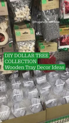 the dollar tree collection wooden tray decor ideas are on display for sale in a store