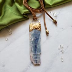 Large Blue Kyanite Necklace Necklace Shop Dreamers of Dreams Lucky Stone, Goddess Necklace, Blue Kyanite, Diamond Drops, Herkimer Diamond, Jewelry Bags, Chain Pendants, Healing Stones, Ring Necklace