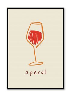 a red wine glass with the word aperol on it