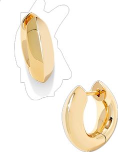 Modern Gold-tone Huggie Earrings For Pierced Ears, Gold-tone Tarnish-resistant Huggie Earrings, Gold-tone Huggie Earrings, Kendra Scott Hoop Earrings, Gold-tone Single Huggie Hoop Earring, Gold-tone Tarnish Resistant Huggie Earrings, Kendra Scott Earrings Hoops Thick, Gold-tone 14k Gold Huggie Earrings, Kendra Scott Silver Earrings