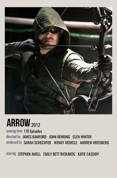 the poster for arrow is shown with an arrow in it's right hand and arrows in