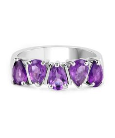 1.85ctw Natural Amethyst Rhodium Plated 925 Sterling Silver Fashion Band View 3 Amethyst Cocktail Ring, February Birthstone Ring, Blue Topaz Jewelry, Purple Amethyst Ring, Topaz Jewelry, Rich Purple, 18k Gold Jewelry, Aquamarine Jewelry, Silver Gemstone Jewelry