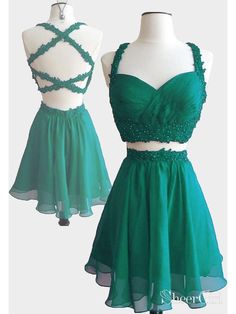 Royal Blue Chiffon 2 Pieces Homecoming Dresses Sexy Backless Short Prom Dresses,apd2496-SheerGirl Homecoming Princess, 2 Piece Homecoming Dress, Homecoming Dresses Green, Two Piece Short Dress, Prom Dress Cute, Prom Dress Two Piece, Green Homecoming Dresses, Cute Homecoming Dresses, Homecoming Outfits