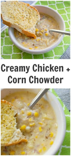 creamy chicken and corn chowder is an easy soup recipe