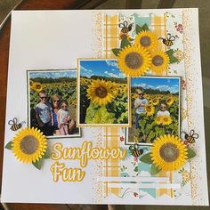 a card with sunflowers on it and the words sunflower fun